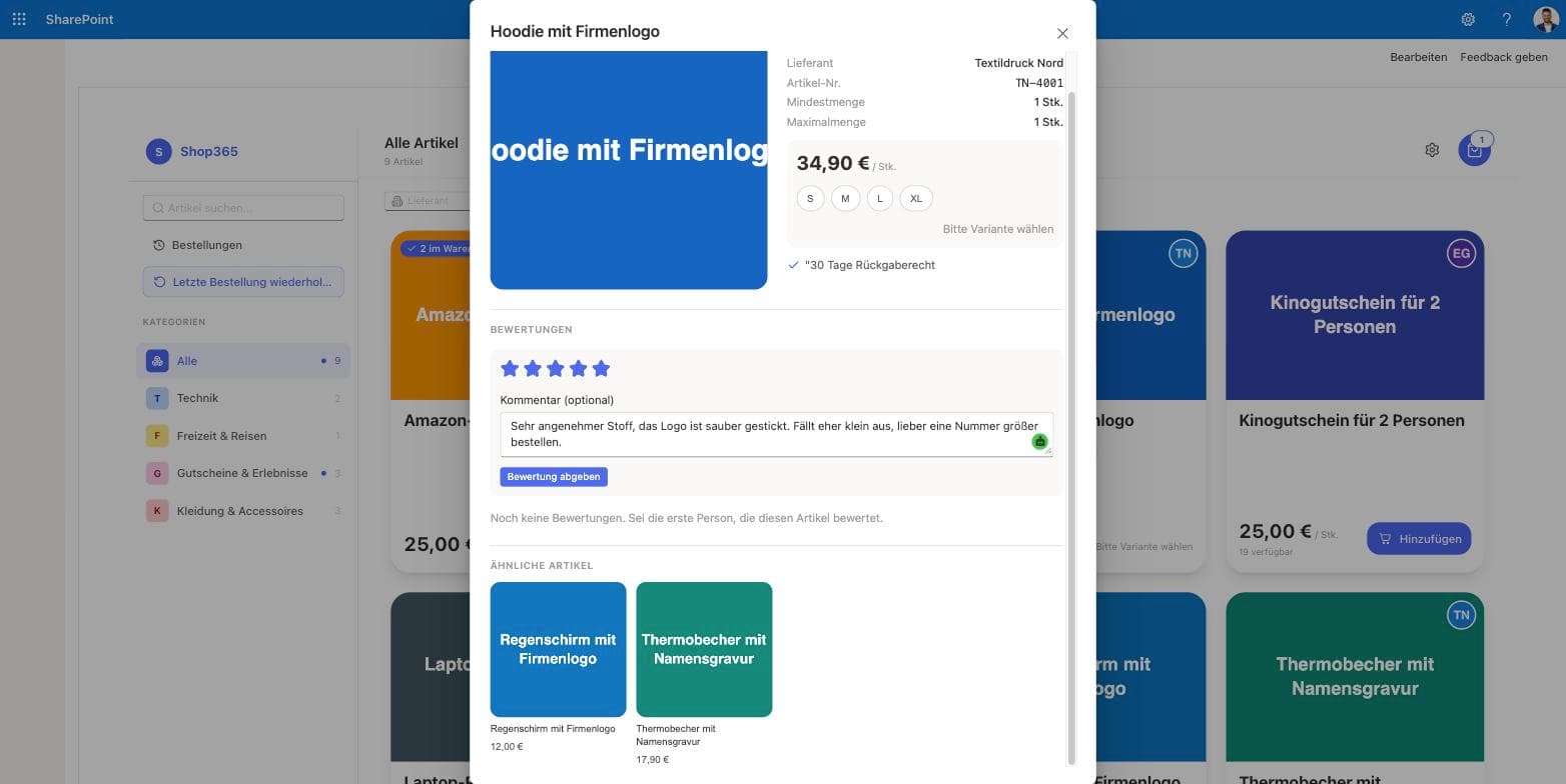 Bewertung mit Sternen und Kommentar schreiben