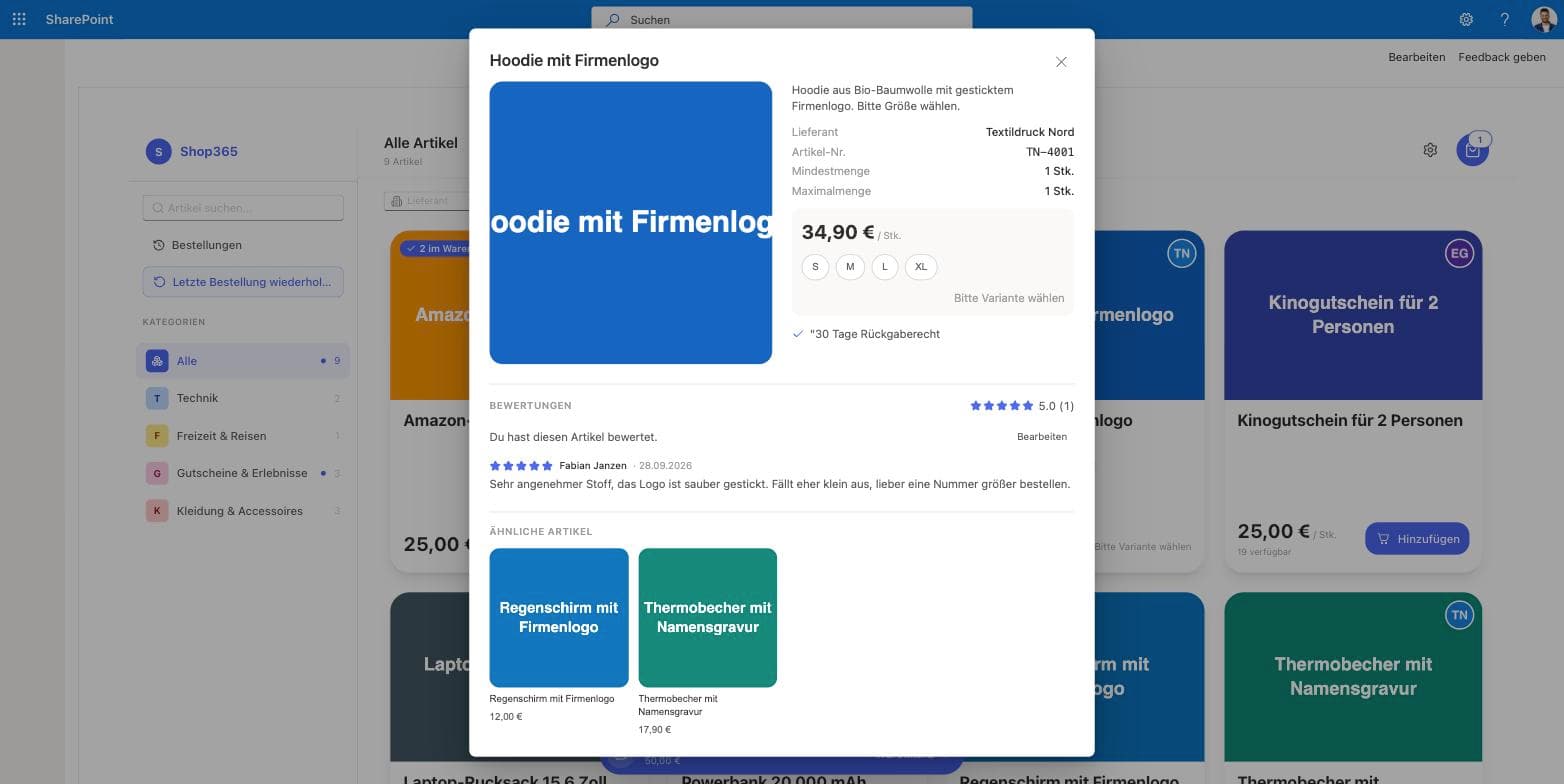 Gespeicherte Bewertung mit Durchschnitt und Kommentar