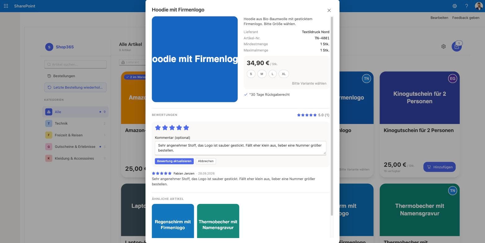 Eigene Bewertung bearbeiten